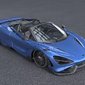 Blue McLaren Open Top Convertible Sports Car With Streamlined Body And Black Wheels