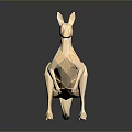 Golden Low Poly Kangaroo Sculpture On Dark Background With Reflection 3d model