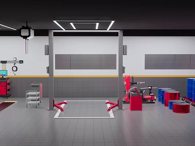 Auto repair plant equipment tools 3d model