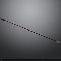 Traditional Red Shaft Spear With Sharp Metal Spearhead And Classic Design