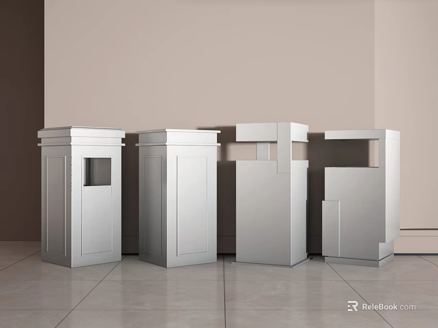 Public Facilities Silver Metal Structures with Various Modern Designs for Indoor Areas 3d model