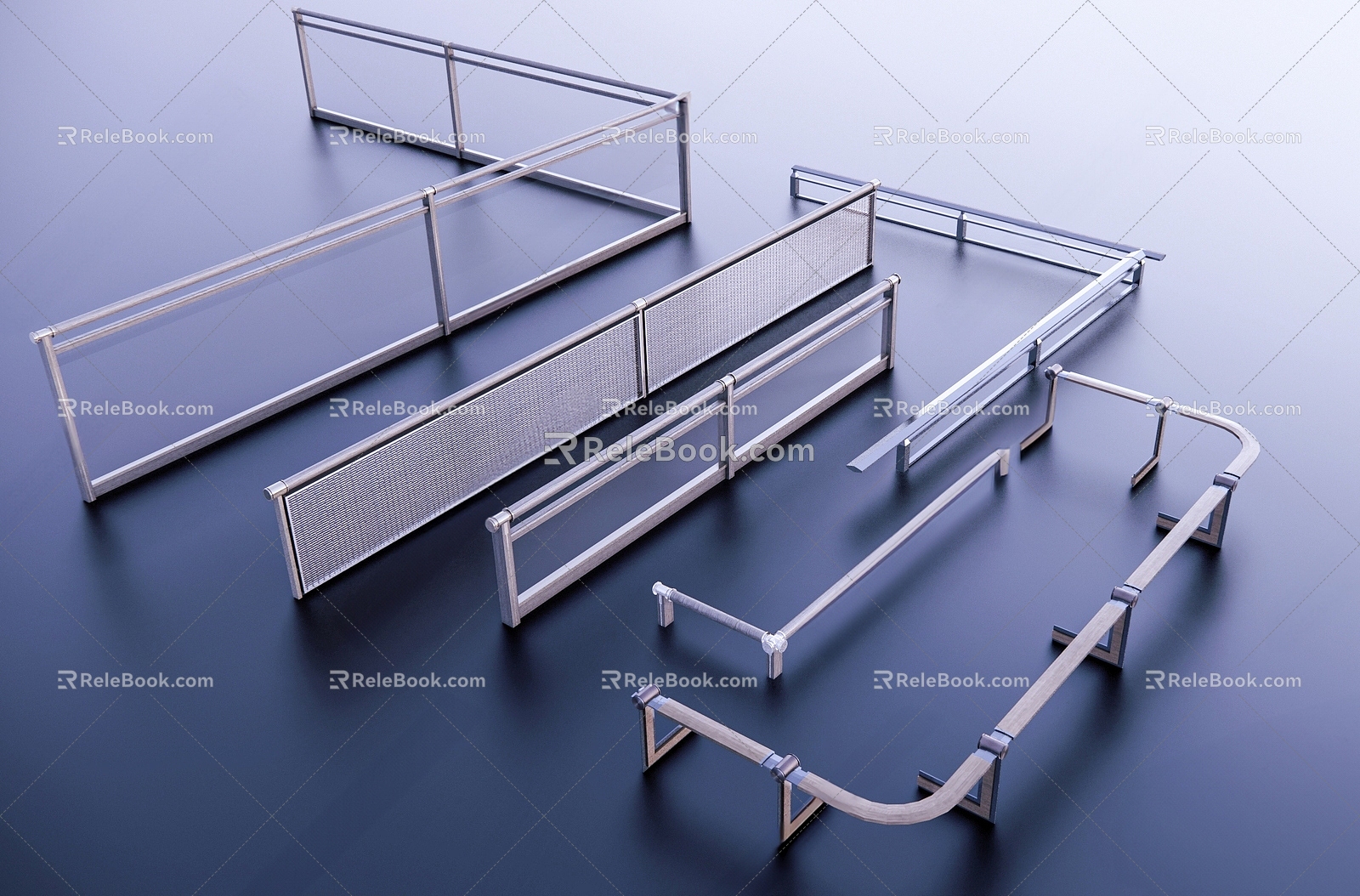 New Chinese Handrail New Chinese Platform Railing Skirting Railing Exquisite Light Luxury Railing Railing Railing Handrail 3d model