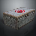 Vintage Medical Equipment Storage Wooden Box With Red Cross Symbol Design