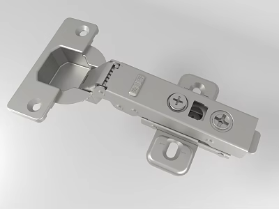 Stainless Steel Furniture Hinge With Adjustable Design And Screw Fixing 3d model