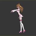 Anime Style Girl Character With Orange Hair And Pink Wings