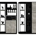 Modern Wine Cabinet Multi-function Wine Cabinet with Porch Partition 3d model