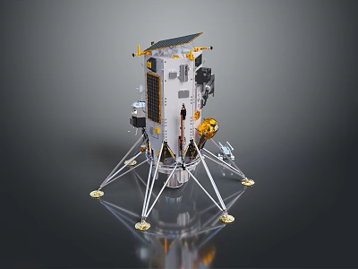 Space Exploration Lander With Metallic Structure Solar Panels And Landing Legs 3d model