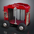 Vintage Red Cage Shaped Decorative Ornament Set With Wheels And KARLIE Lettering