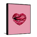 Vibrant Red Lips Forming Heart Shape On Pink Background Art Print