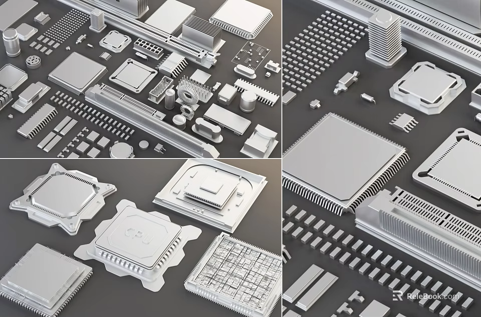 Mobile Digital Electronic Components Featuring Chips Processors Circuit Boards And Parts 3d model