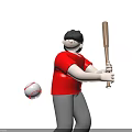 Game And Movie Characters Wearing Red Shirts Swinging Baseball Bats With Flying Balls