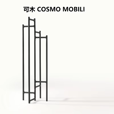 Modern Black Metal Shelving Unit With Vertical And Horizontal Bars Design 3d model