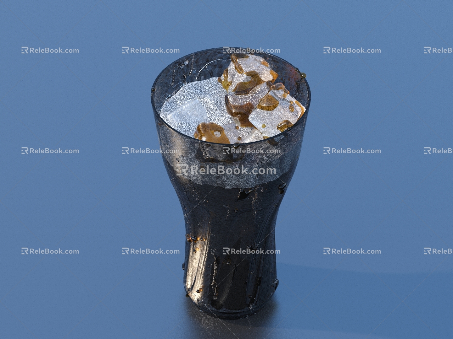 Ice cube glass cola drink 3d model