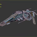 Futuristic Teal And Gray Sci Fi Equipment With Circular Rings And Mechanical Arms