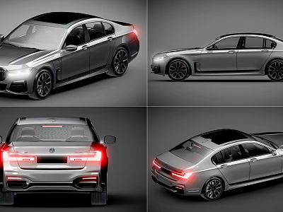 Silver Sedan Car With Multiple Angles View And Modern Exterior Details 3d model