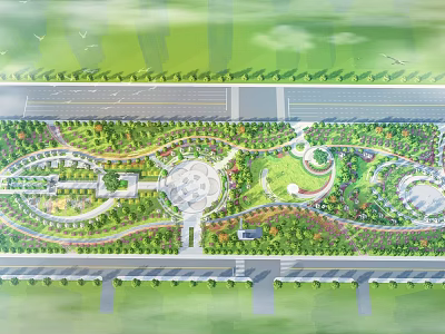 Street Park Corner Park Children's Play Landscape Pocket Park 3d model
