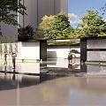 Modern Entrance Gate Design With Stone Walls And Greenery Surroundings