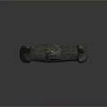 Ancient Green Jade Vessel With Curved Handle Three Legs And Circular Ornament