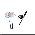 Sports Equipment Including Badminton Rackets Shuttlecock Baseball Glove And Bat