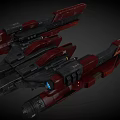 Red And Black Sci Fi Interstellar Spaceships With Futuristic Design In Space Fleet 3d model