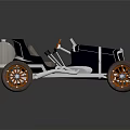 Classic Vintage Open Top Roadster Featuring Brown Seats Orange Wheels And Black Blue Body