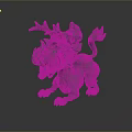 Mythical Creature 3D Model With Antler Lion Body And Decorative Tail