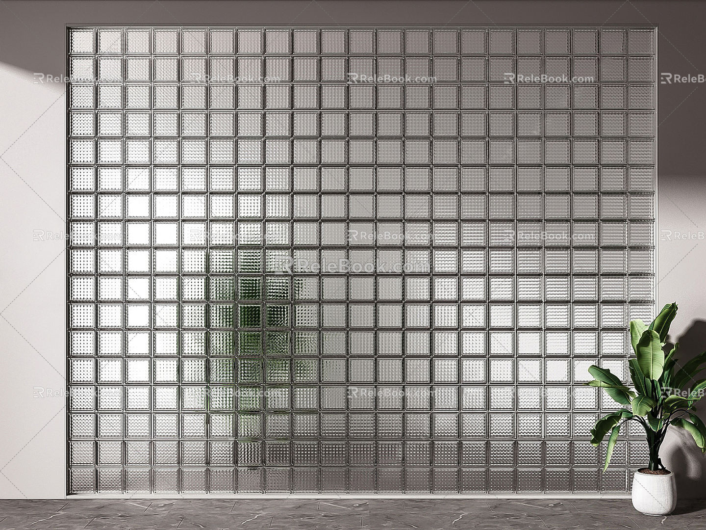 Modern glass brick glass brick partition 3d model