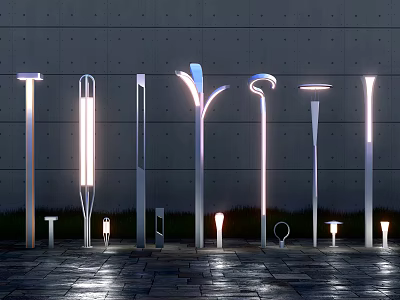 Modern Outdoor Lights With Various Stylish Designs And Different Shapes 3d model