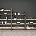 Modern Bookcase With Multiple Shelves Holding Books Decorative Items And Potted Plants