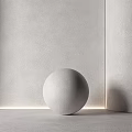 Minimalist Textured Gray Background Wall With Spherical Decorative Object And Ambient Lighting 3d model