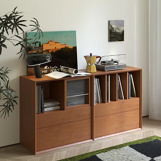 Middle Ancient Solid Wood Side Cabinet 3d model