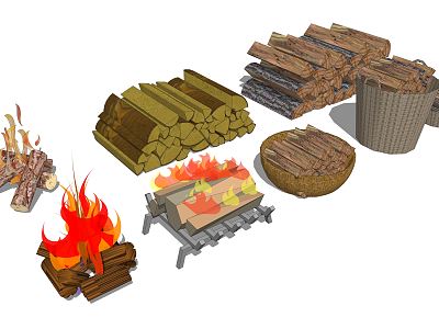 modern wood firewood heap model