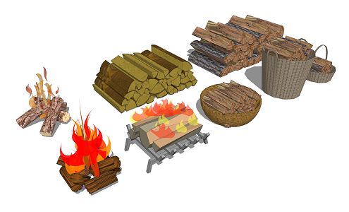 modern wood firewood heap 3d model