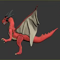 Red Dragon Game Movie Character With White Wings Green Horns And Yellow Claws
