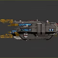 Sci fi Warship With Futuristic Design And Colorful Components
