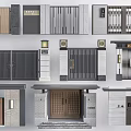 Different Modern Entrance Gates With Wooden Metal Stone Designs Grille Patterns And Wall Lights
