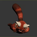 Adorable Red Cartoon Character With Big Ears Chubby Body Smiling And Waving