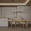 Minimalist Living And Dining Room Interior With Wooden Ceiling Large Windows And Natural Light