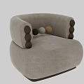 Stylish Single Sofa With Fabric Upholstery Wooden Armrest Balls Dark Base And Color Options