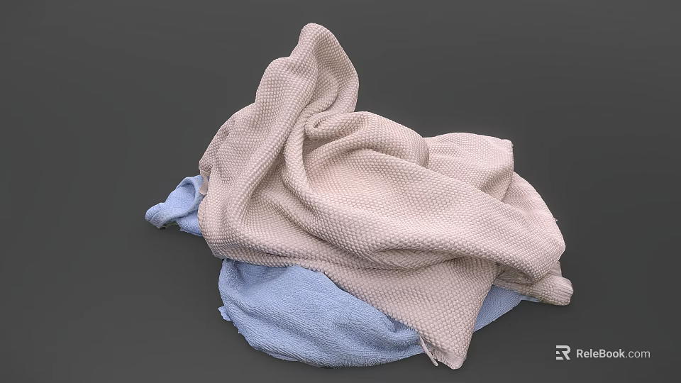 Light Pink And Light Blue Soft Textured Towels Stacked Cozy For Daily Use 3d model 
