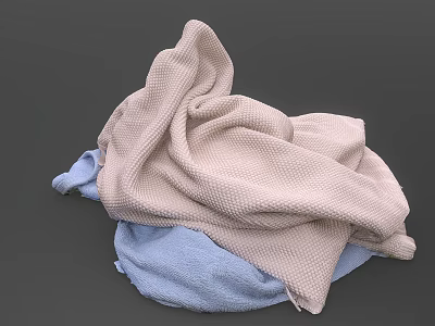 Light Pink And Light Blue Soft Textured Towels Stacked Cozy For Daily Use 3d model