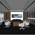 Modern Meeting Room Conference Table and Chair Combination Projection Curtain Movable Conference Table Carpet Multifunctional Meeting Room 3d model