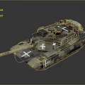 Camouflaged Military Tank Design With White Cross Symbols Top Storage And Cannon Barrel