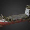 Rusted Red And White Yacht Model With Vintage Hull Deck And Upper Structure
