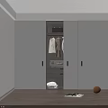Modern Built in Wardrobe With Sliding Doors Hanging Clothes And Storage Shelves