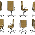 Brown Fabric Office Chair With Metal Armrests Swivel Base With Wheels And Modern Design