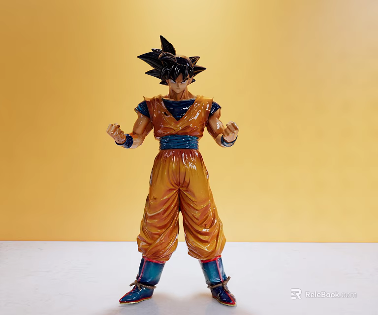Dragon Ball Anime Character Goku Action Figure Standing Pose Orange Outfit Blue Belt 3d model 