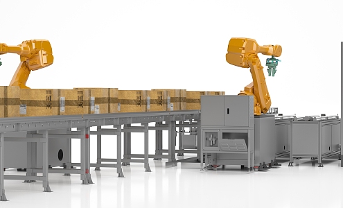 modern assembly line 3d model