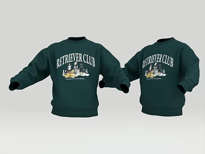 Green Sweatshirt With KETHEYER CLUB Text And Design Front And Back View 3d model