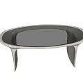 Modern Oval Coffee Table With Black Tabletop And Woven Design Legs 3d model
